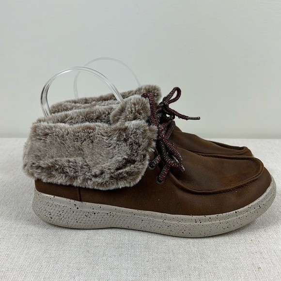 BOBS from Skechers Shoes - Bobs Skechers Ankle Boots Womens Size 6 Brown Skipper Hang Glider Chukka Lace Up